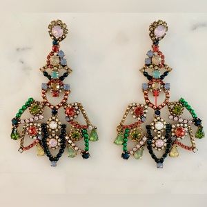 Jcrew statement chandelier multi stone colored tired earings